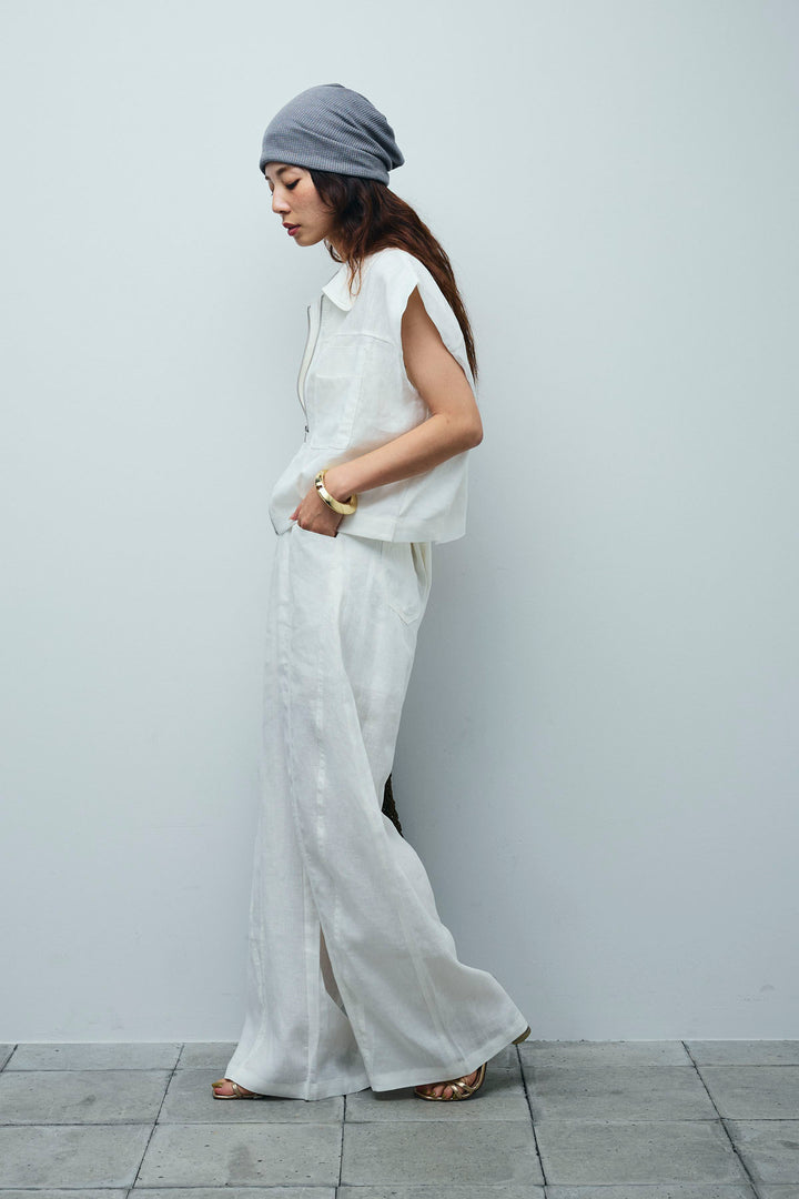 [予約/SET]リネンジップベスト+リネンワイドパンツ(2set)