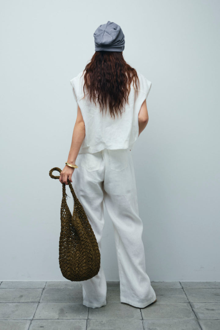 [予約/SET]リネンジップベスト+リネンワイドパンツ(2set)