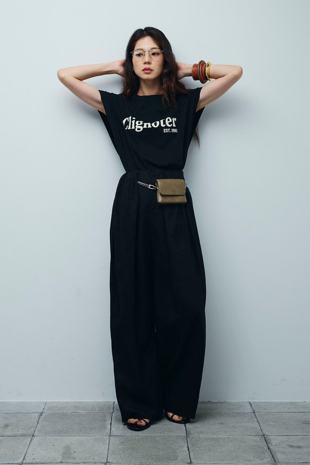 [予約]リネンミックスウエストデザインワイドパンツ