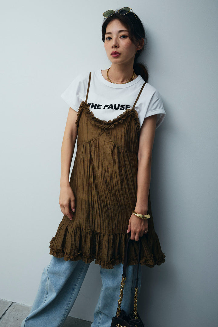 しわ加工フリルキャミチュニック