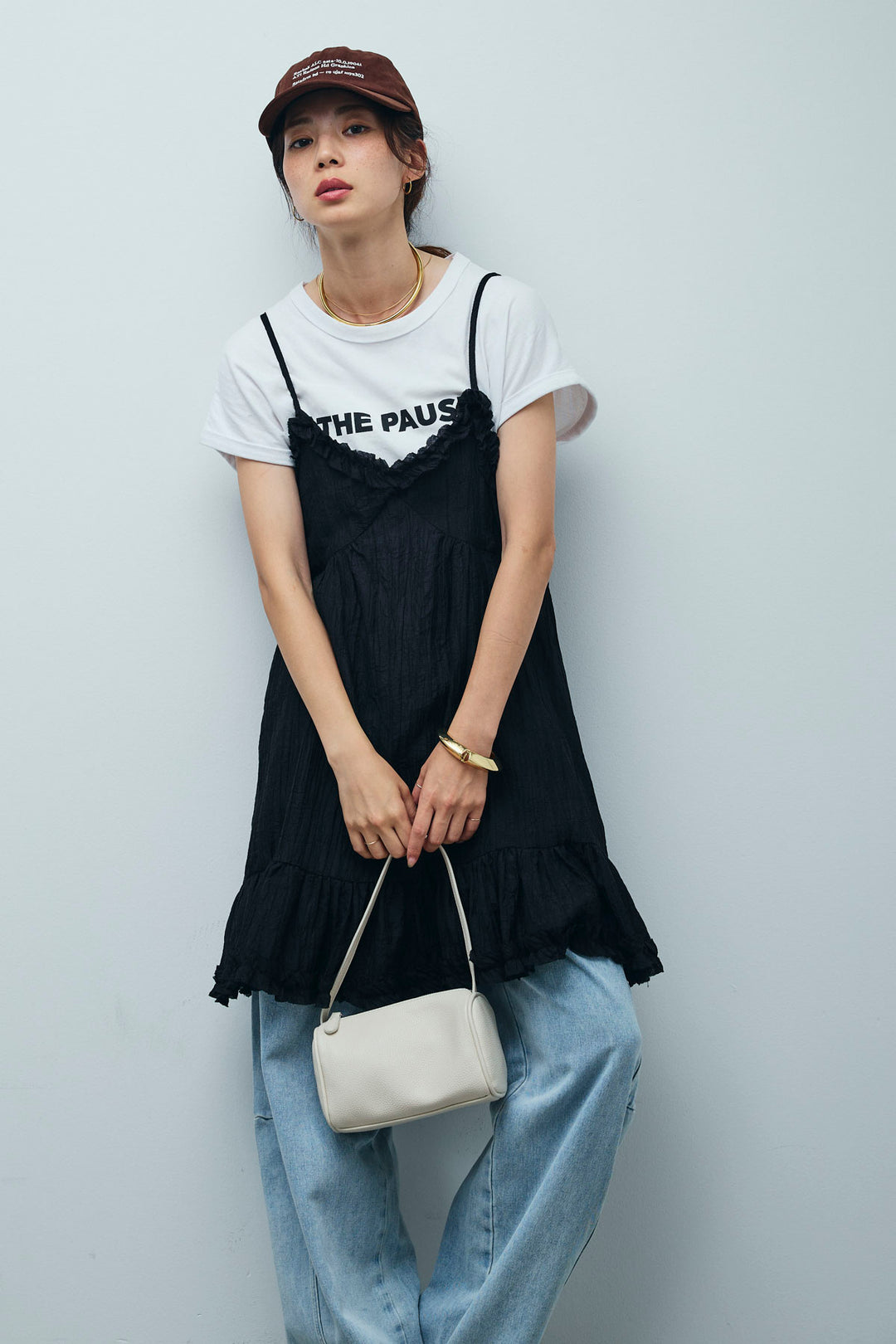 しわ加工フリルキャミチュニック