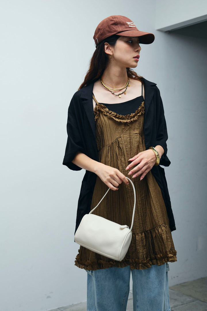 [予約]ハーフスリーブリネン混とろみジャケット