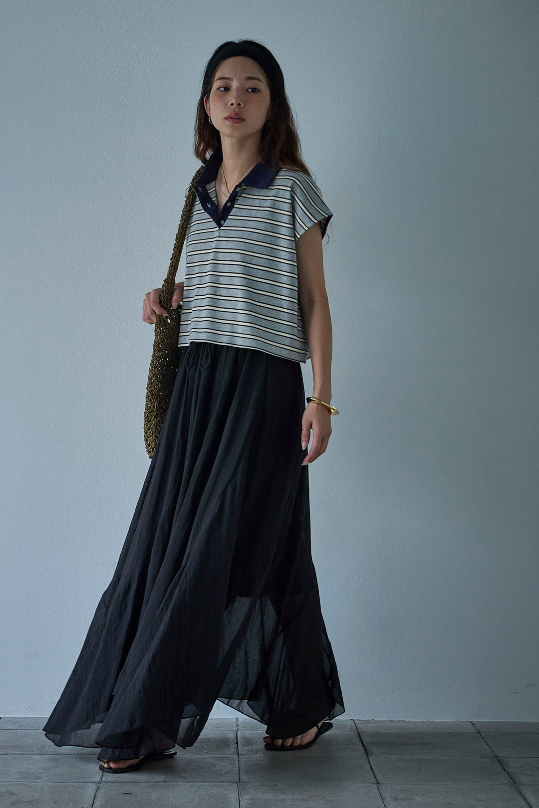 [予約]リネン混シアーフレアスカート