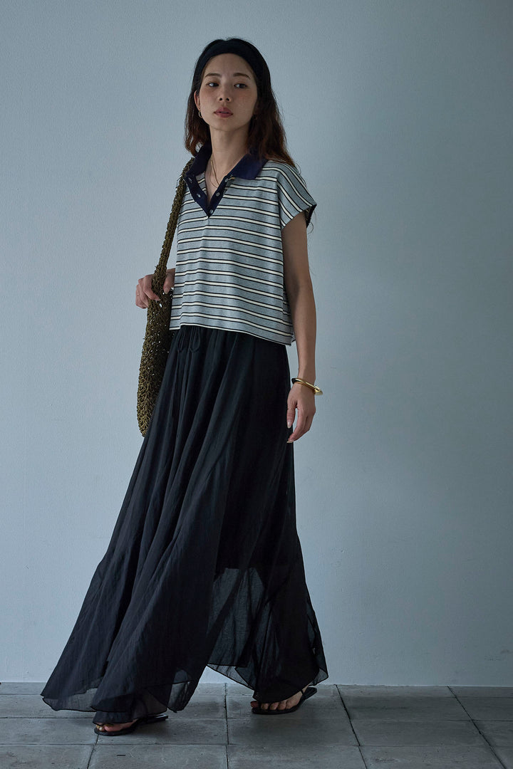 [予約]リネン混シアーフレアスカート