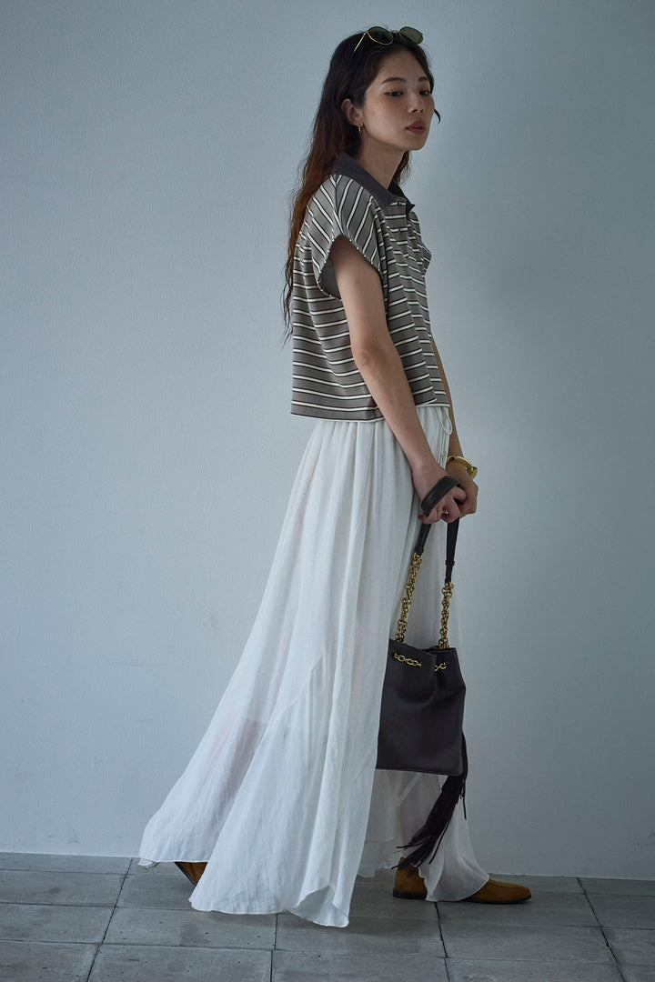 [予約]リネン混シアーフレアスカート