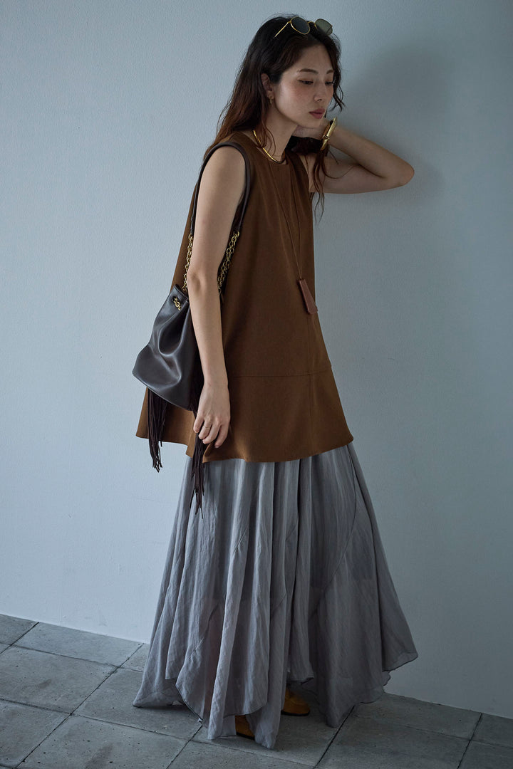 [予約/SET]ノースリーブチュニック+リネン混シアーフレアスカート(2set)