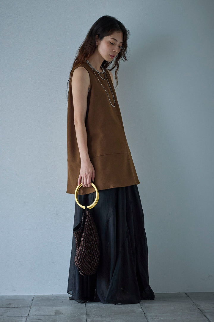 [予約/SET]ノースリーブチュニック+リネン混シアーフレアスカート(2set)