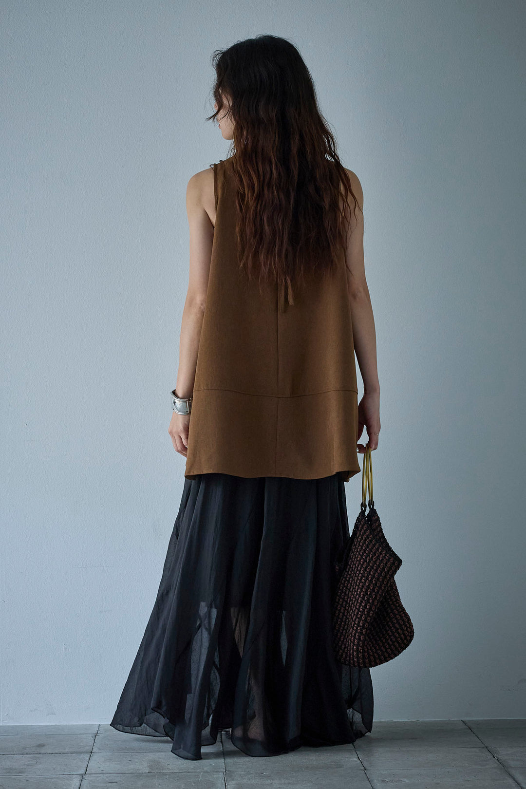 [予約/SET]ノースリーブチュニック+リネン混シアーフレアスカート(2set)