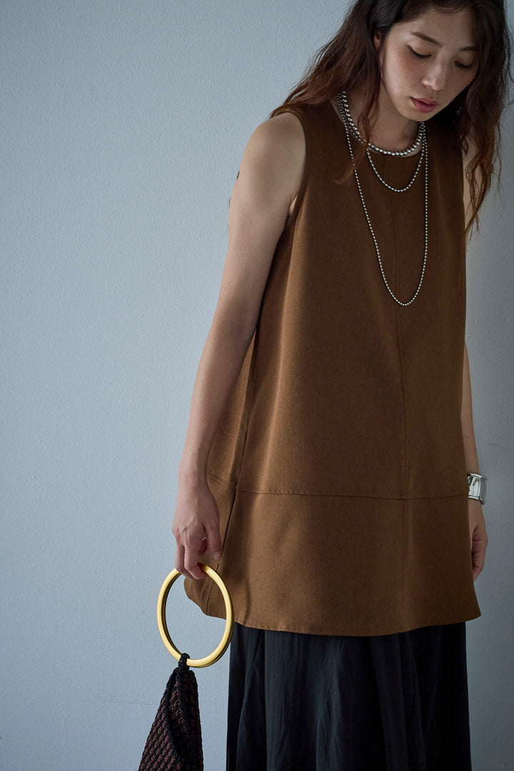 [予約/SET]ノースリーブチュニック+リネン混シアーフレアスカート(2set)