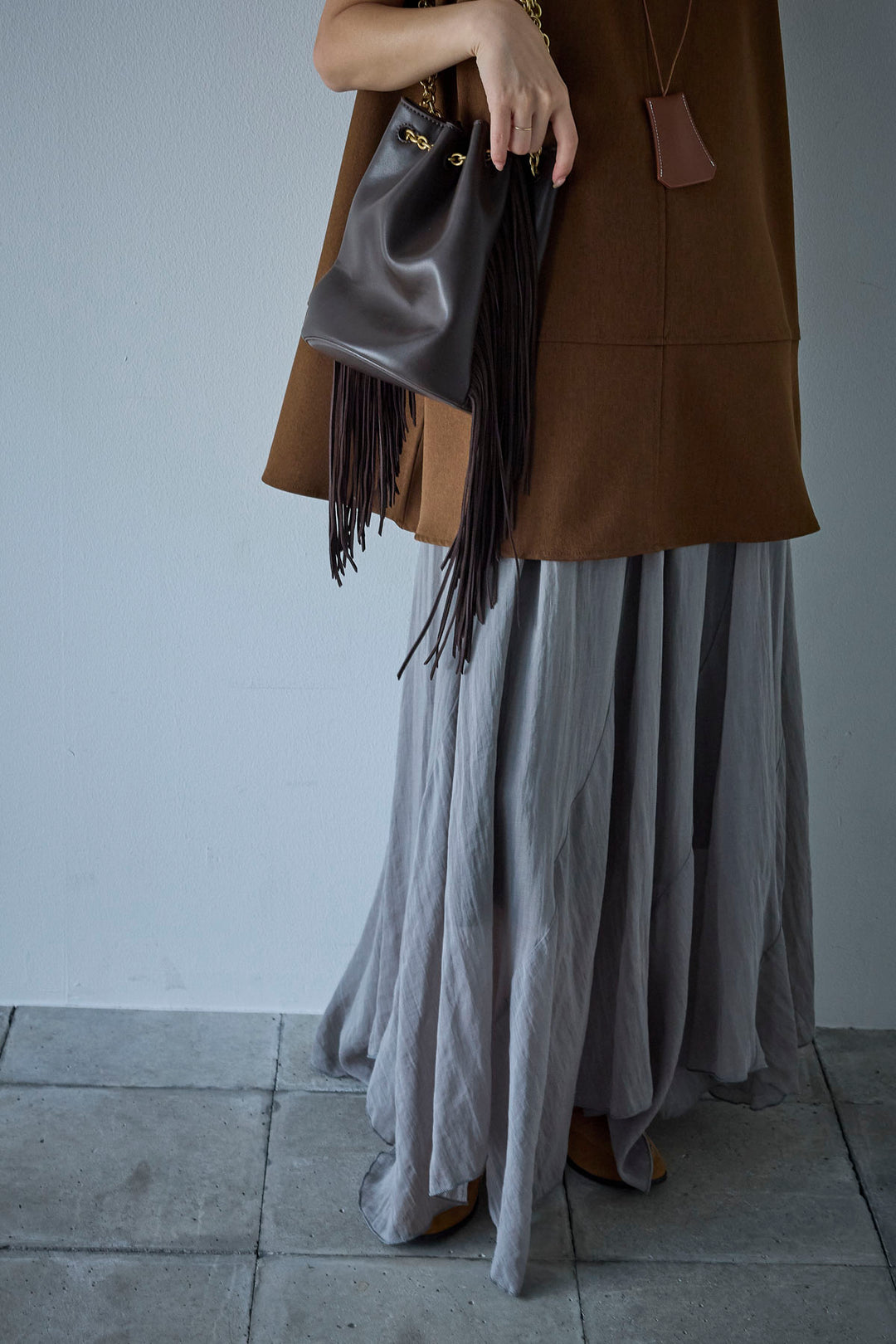 [予約/SET]ノースリーブチュニック+リネン混シアーフレアスカート(2set)