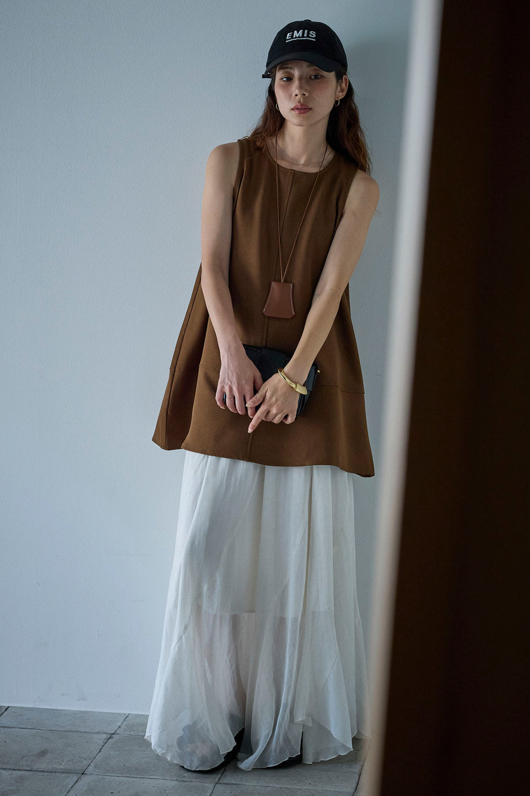 [予約/SET]ノースリーブチュニック+リネン混シアーフレアスカート(2set)