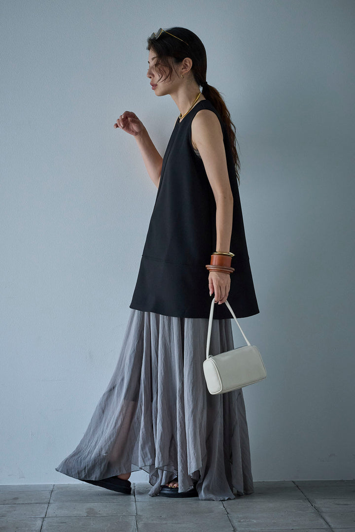 [予約/SET]ノースリーブチュニック+リネン混シアーフレアスカート(2set)