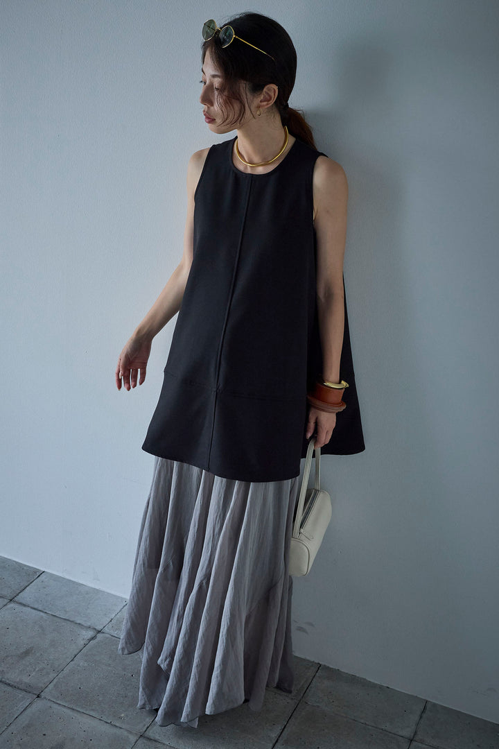[予約/SET]ノースリーブチュニック+リネン混シアーフレアスカート(2set)
