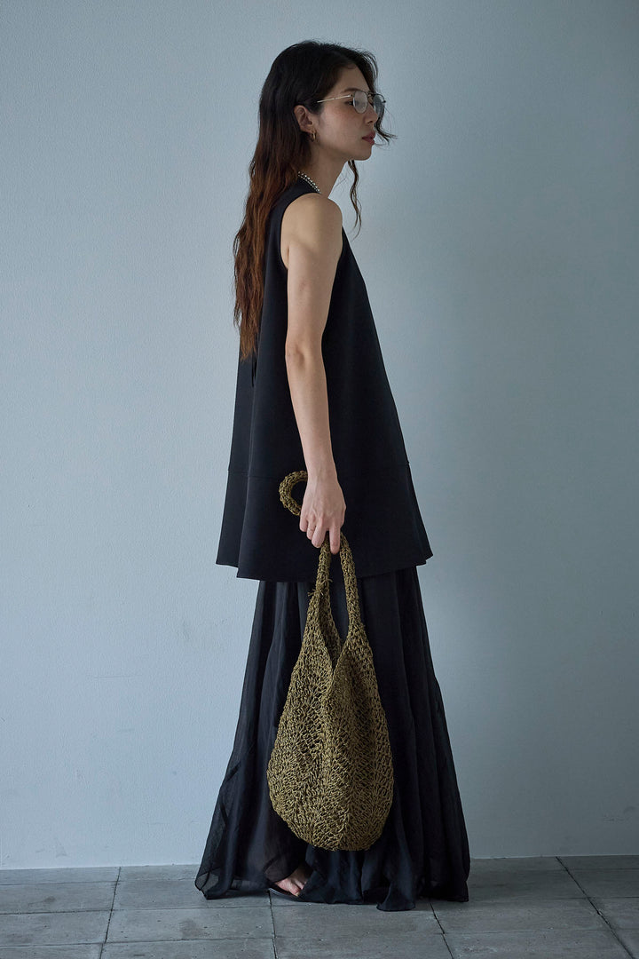 [予約/SET]ノースリーブチュニック+リネン混シアーフレアスカート(2set)