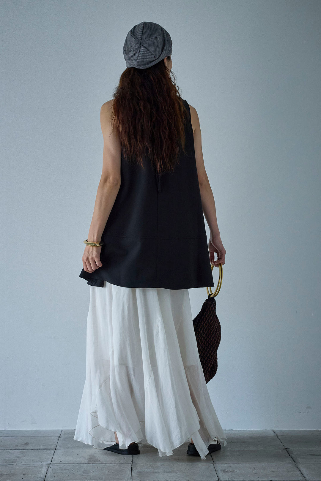 [予約/SET]ノースリーブチュニック+リネン混シアーフレアスカート(2set)