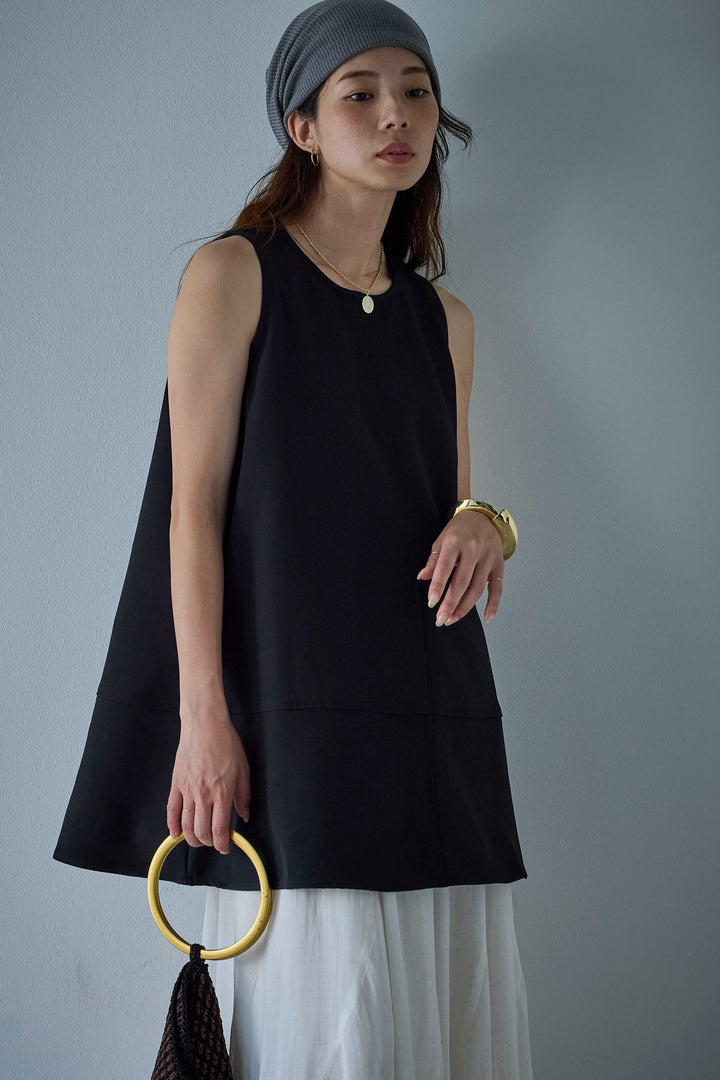 [予約/SET]ノースリーブチュニック+リネン混シアーフレアスカート(2set)