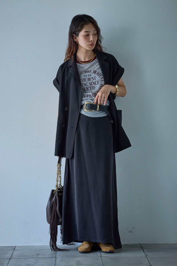 [予約/SET]クレープノースリーブダブルジレ+シアーリンガーロゴT(2set)