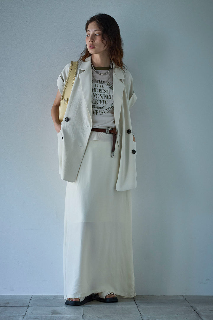 [予約/SET]クレープノースリーブダブルジレ+とろみ切り替えナロースカート(2set)