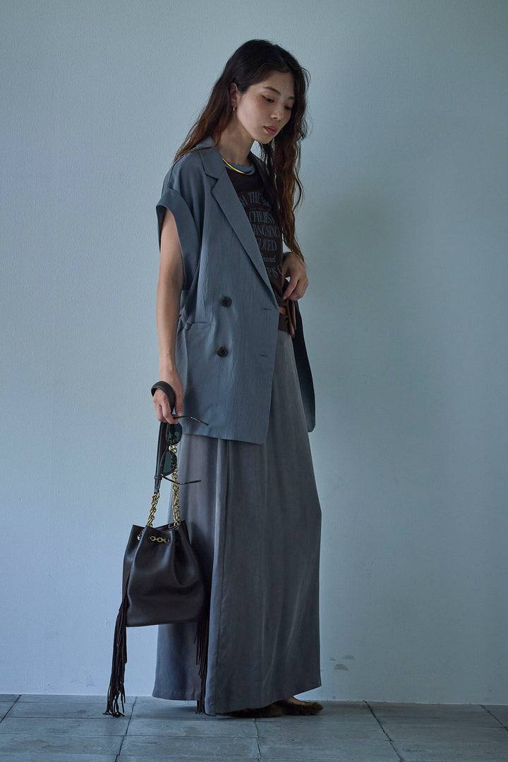 [予約/SET]クレープノースリーブダブルジレ+とろみ切り替えナロースカート(2set)