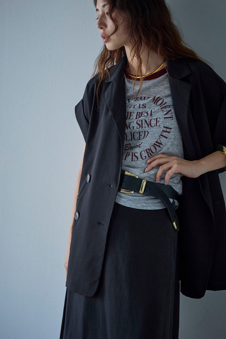 [予約/SET]クレープノースリーブダブルジレ+とろみ切り替えナロースカート(2set)