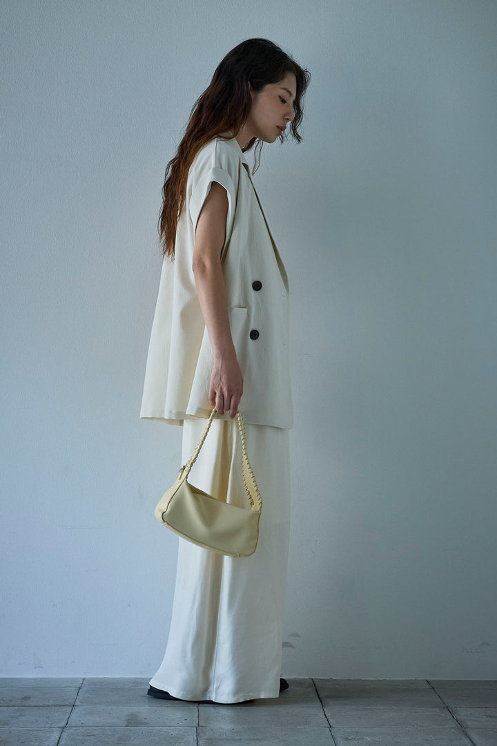 [予約/SET]クレープノースリーブダブルジレ+とろみ切り替えナロースカート(2set)