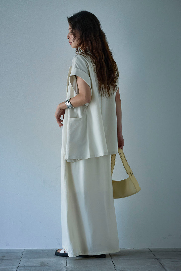 [予約/SET]クレープノースリーブダブルジレ+とろみ切り替えナロースカート(2set)