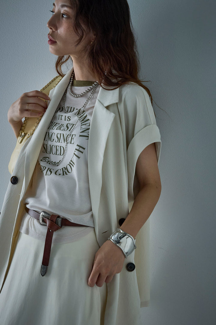 [予約/SET]クレープノースリーブダブルジレ+シアーリンガーロゴT(2set)