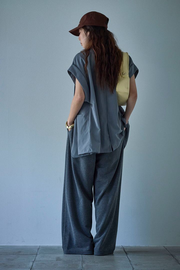 [予約/SET]クレープノースリーブダブルジレ+裏毛ワイドパンツ(2set)