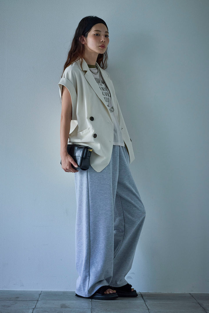 [予約/SET]クレープノースリーブダブルジレ+裏毛ワイドパンツ(2set)