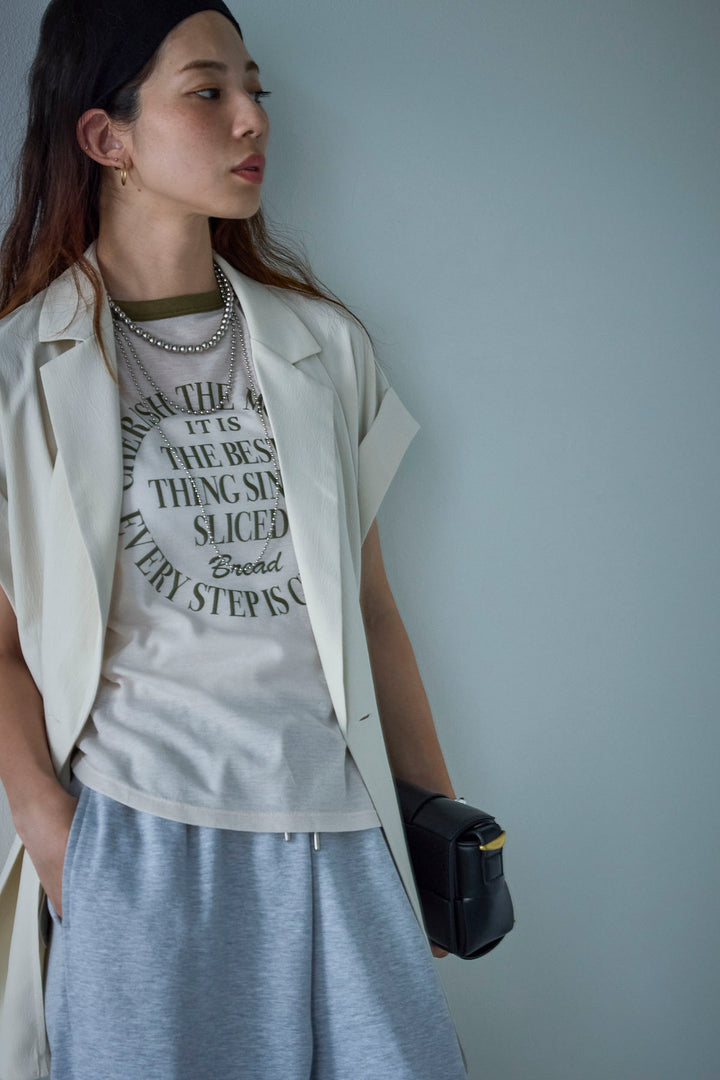 [予約/SET]クレープノースリーブダブルジレ+裏毛ワイドパンツ(2set)