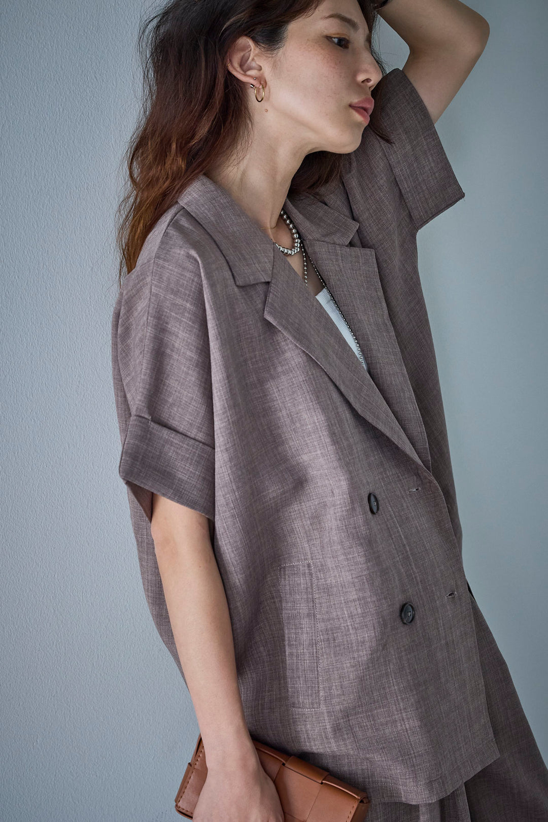 [予約]サマースラブツイードハーフスリーブテーラードジャケット