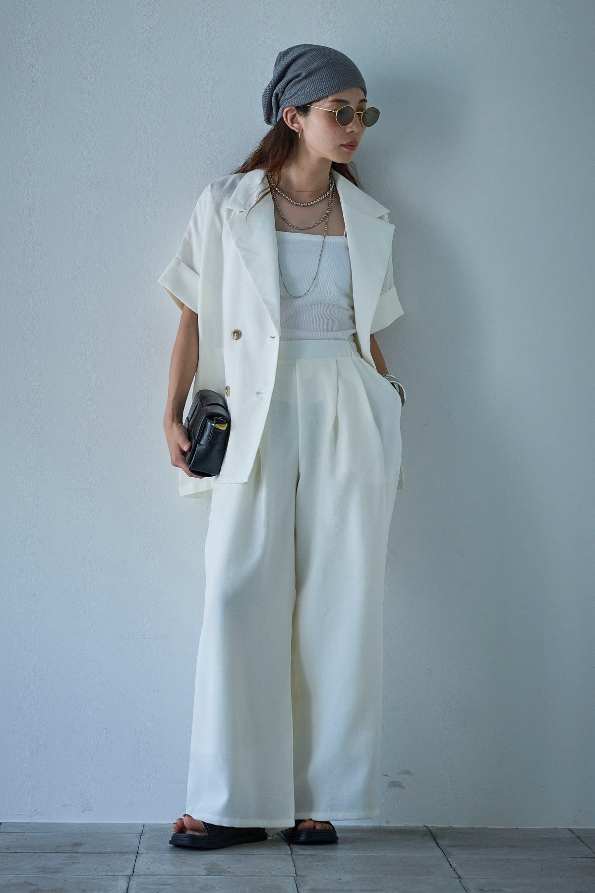 予約/SET]サマースラブツイードハーフスリーブテーラードジャケット+