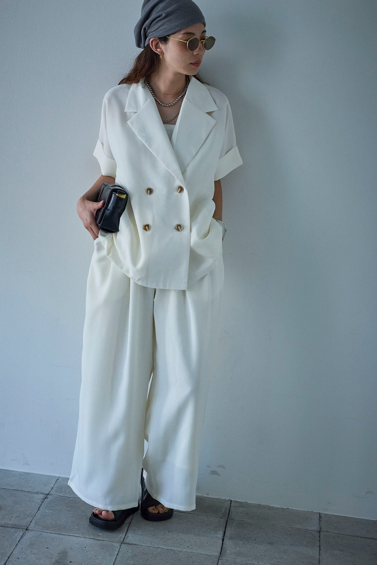 予約/SET]サマースラブツイードハーフスリーブテーラード