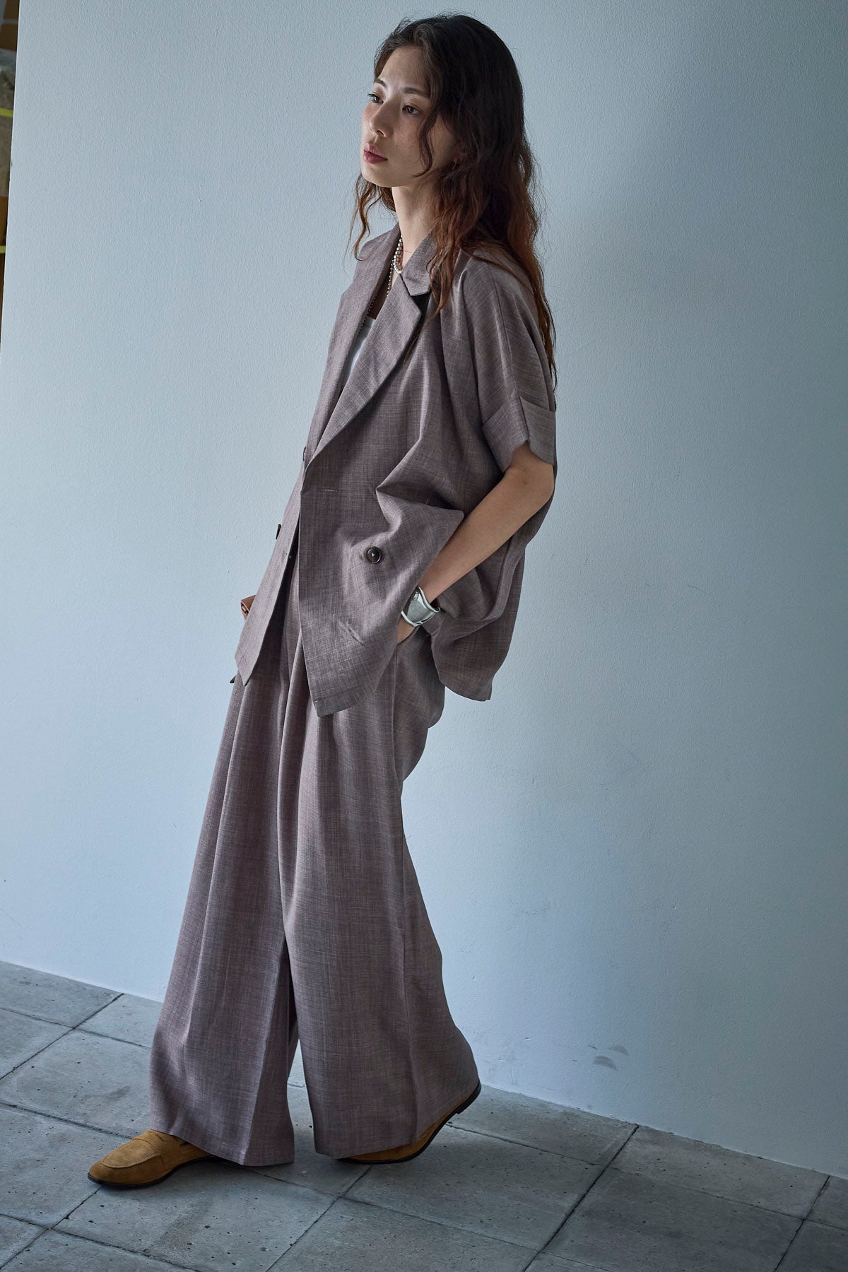 予約/SET]サマースラブツイードハーフスリーブテーラードジャケット+