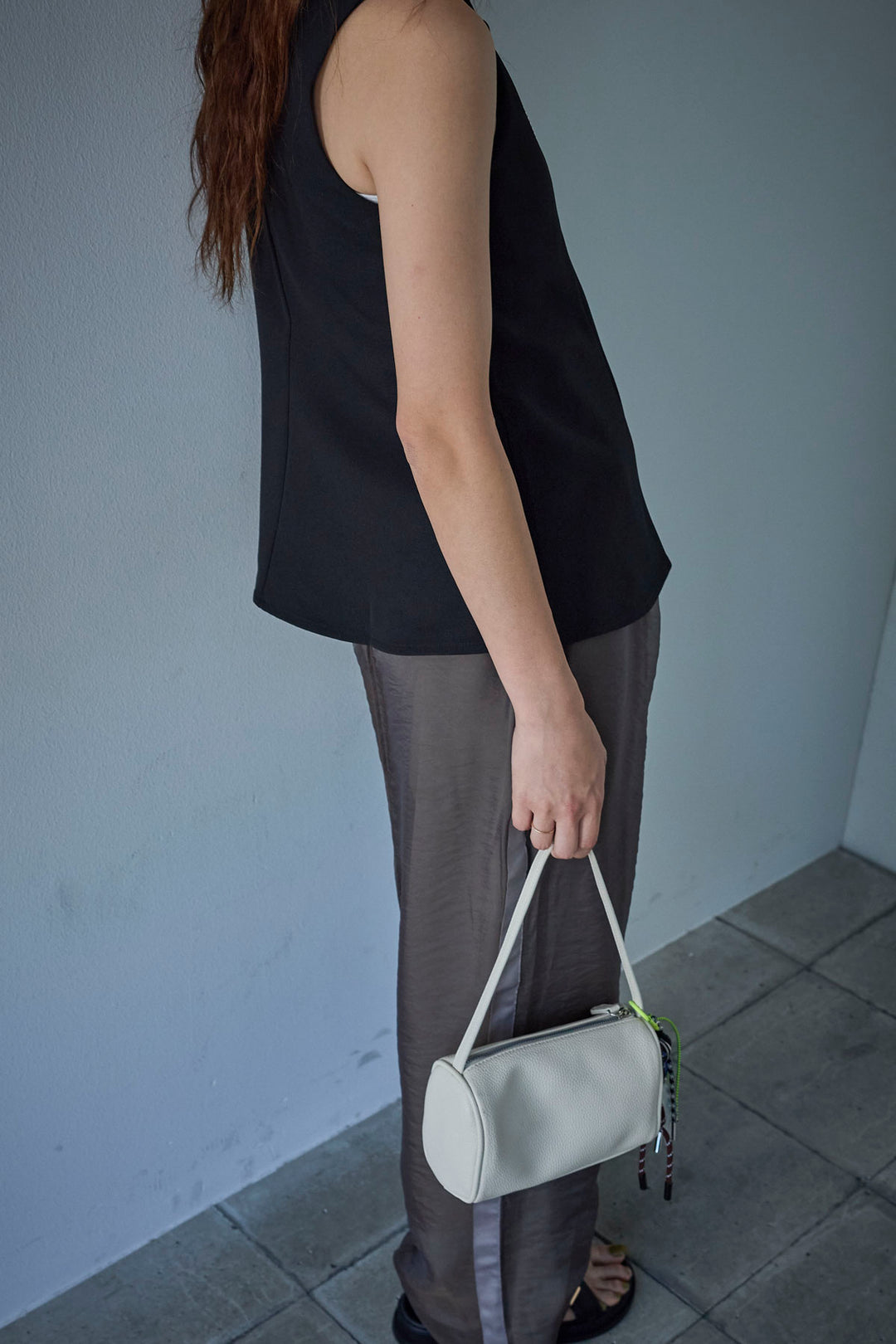 [予約/SET]ノースリーブフロントボタントップス+シアーレイヤードサイドラインパンツ(2set)