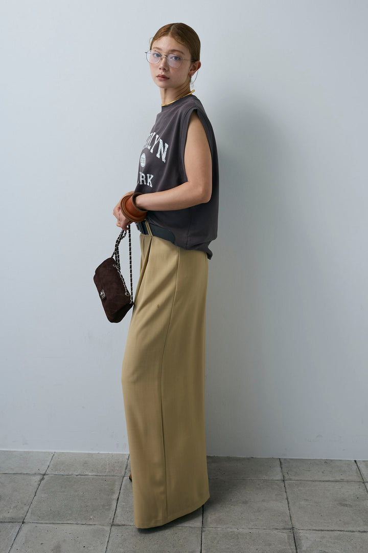 [予約/SET]ピグメントロゴノースリーブスウェット+太ベルト付きワイドパンツ(2set)