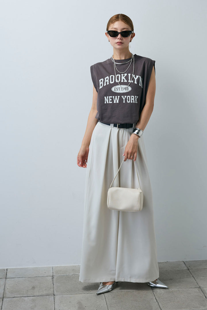 [予約/SET]ピグメントロゴノースリーブスウェット+太ベルト付きワイドパンツ(2set)