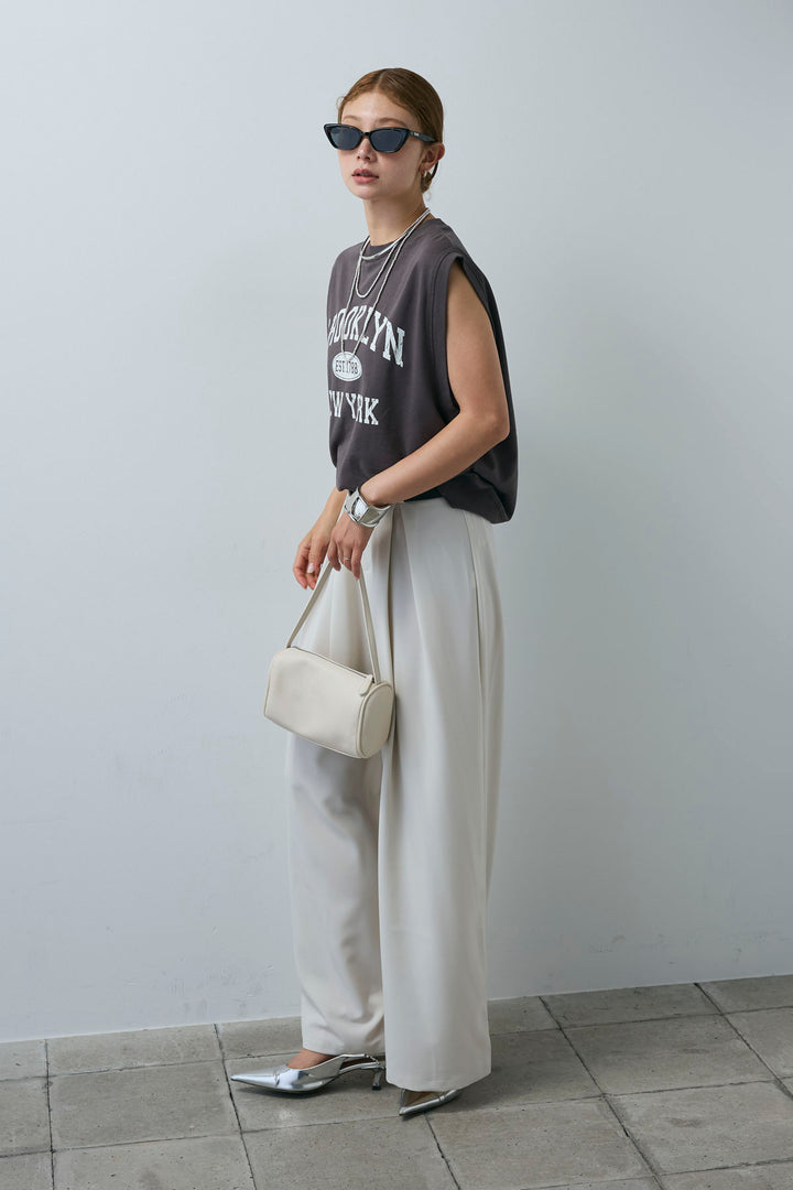 [予約/SET]ピグメントロゴノースリーブスウェット+太ベルト付きワイドパンツ(2set)