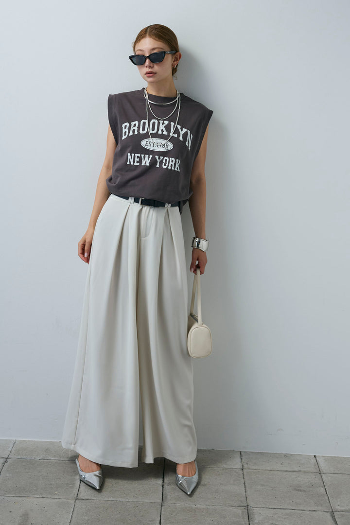 [予約/SET]ピグメントロゴノースリーブスウェット+太ベルト付きワイドパンツ(2set)