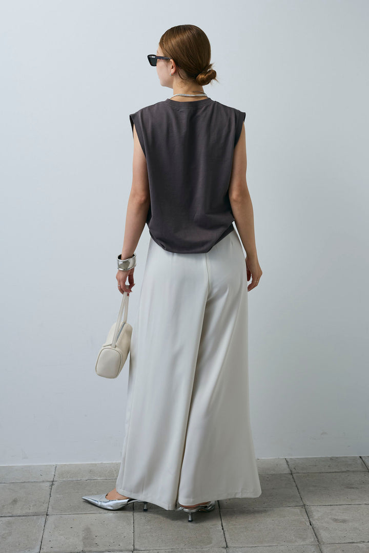 [予約/SET]ピグメントロゴノースリーブスウェット+太ベルト付きワイドパンツ(2set)