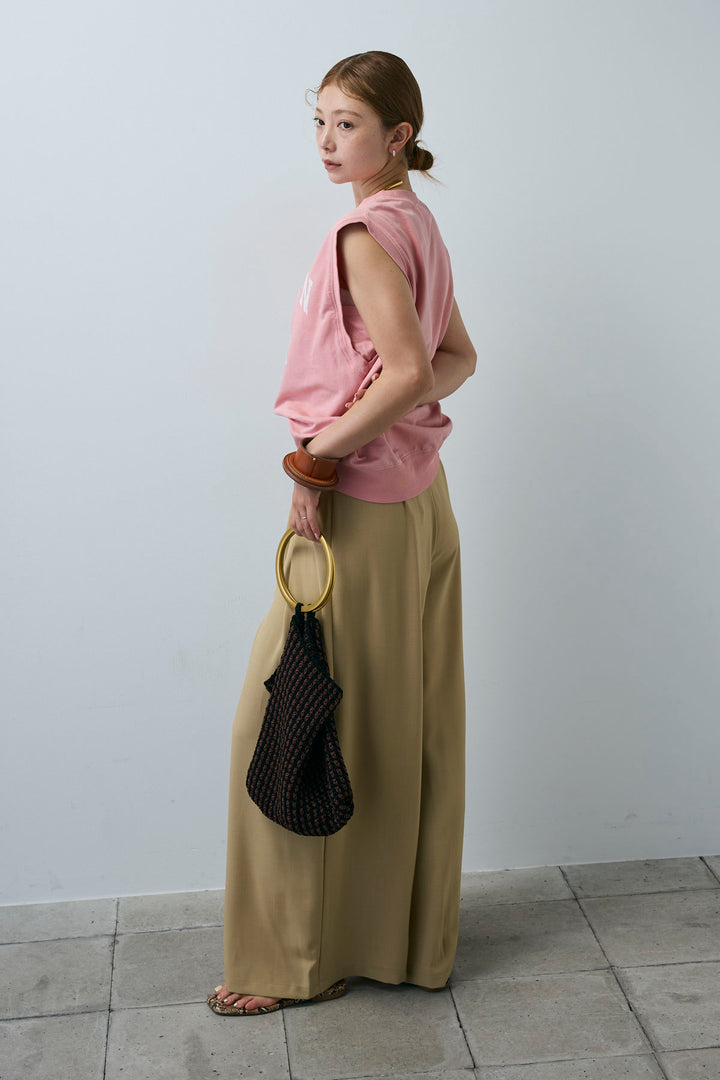 [予約/SET]ピグメントロゴノースリーブスウェット+太ベルト付きワイドパンツ(2set)