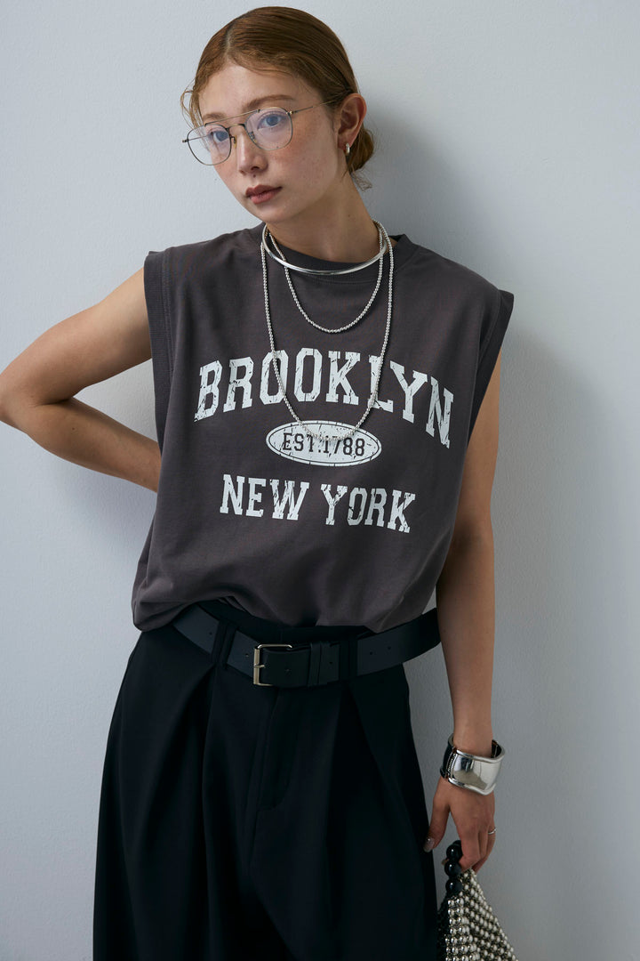 [予約/SET]ピグメントロゴノースリーブスウェット+太ベルト付きワイドパンツ(2set)