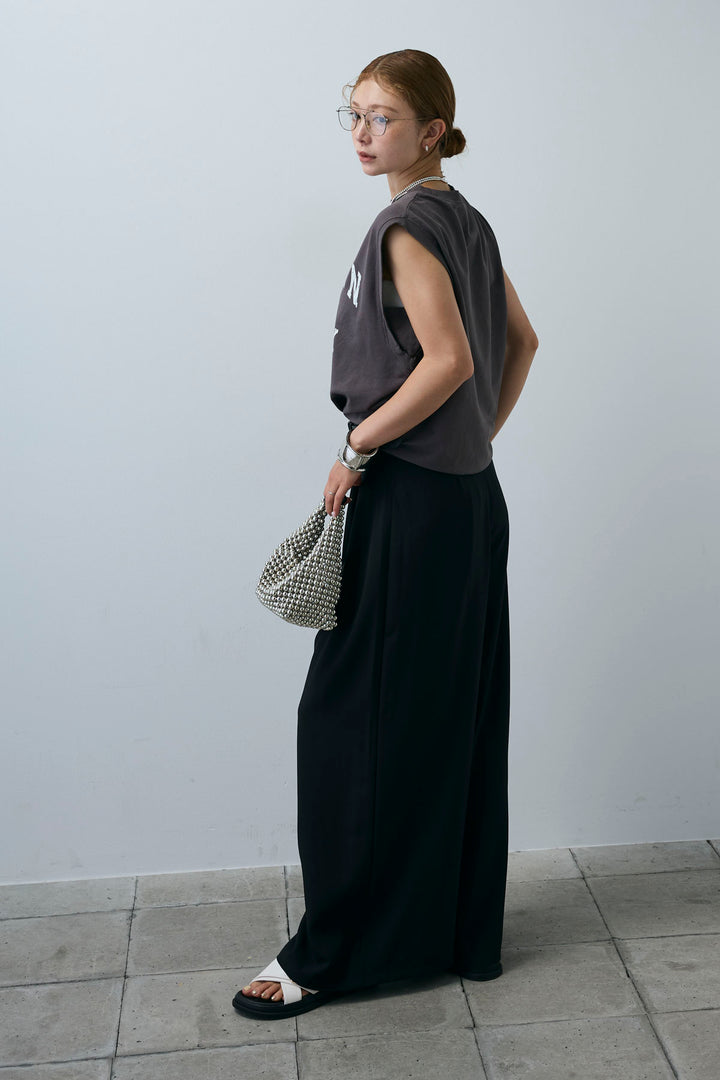 [予約/SET]ピグメントロゴノースリーブスウェット+太ベルト付きワイドパンツ(2set)