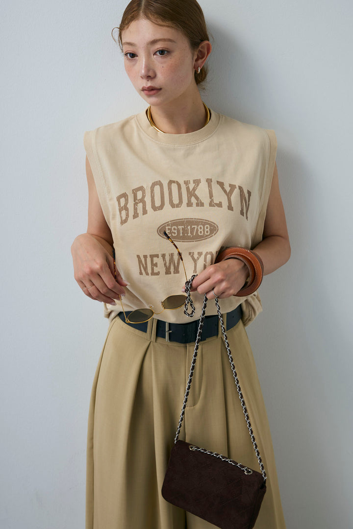 [予約/SET]ピグメントロゴノースリーブスウェット+太ベルト付きワイドパンツ(2set)