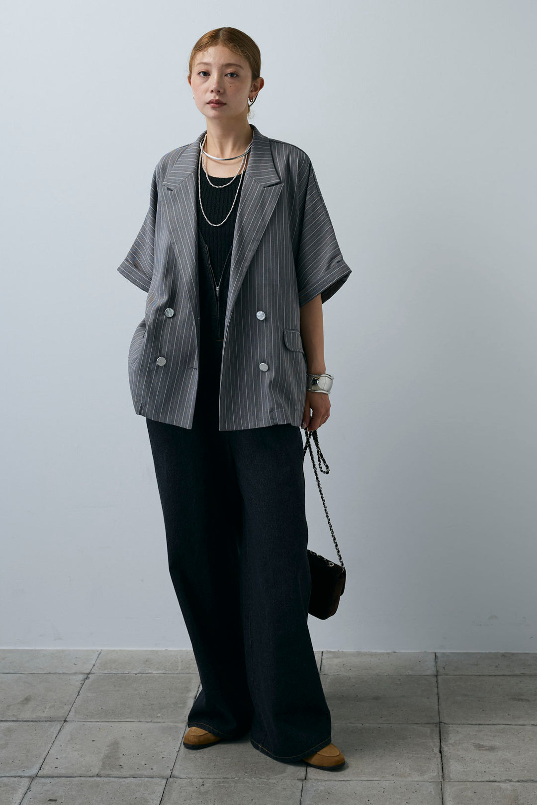[予約]半袖ダブルボタンピンストライプジャケット