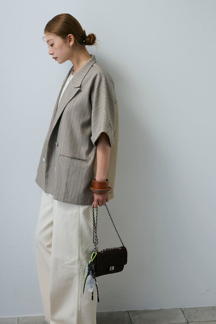 [予約]半袖ダブルボタンピンストライプジャケット