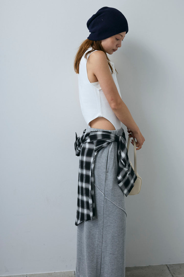 [予約/SET]ポロニットノースリボディースーツ+切り替えライン裏毛スカート(2set)