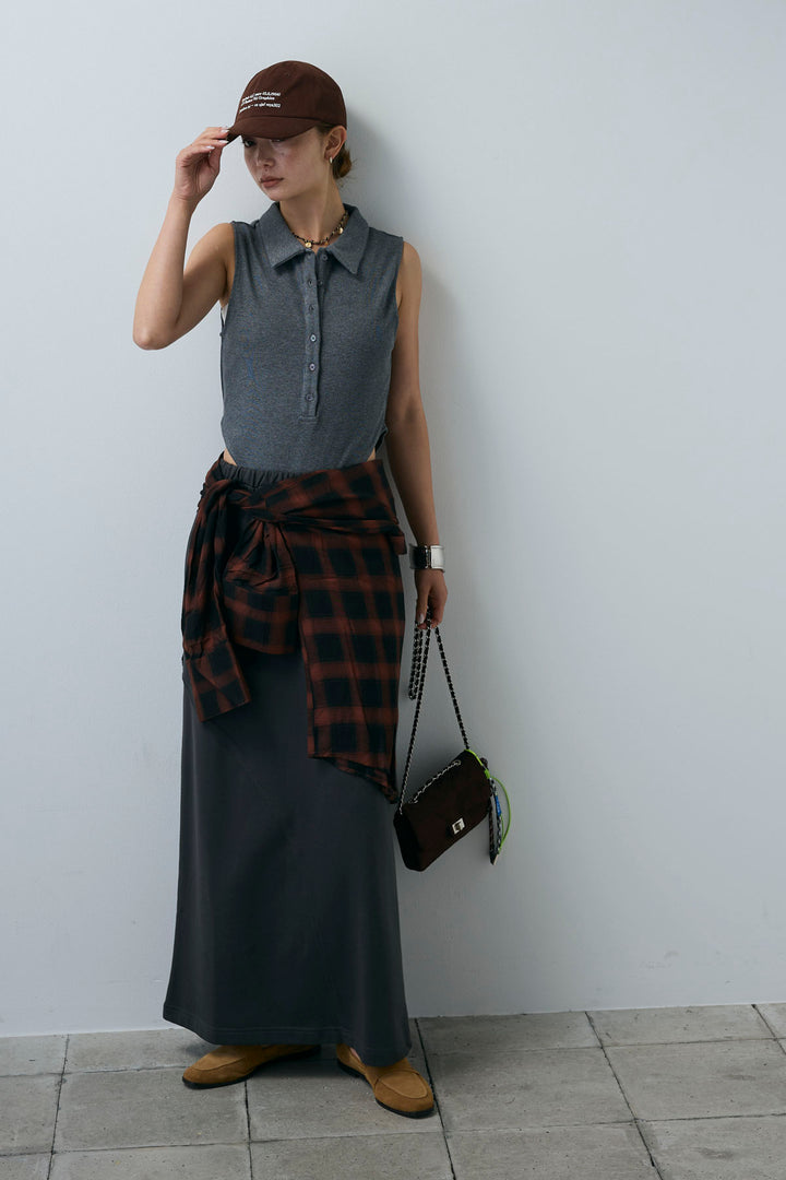 [予約]切り替えライン裏毛スカート