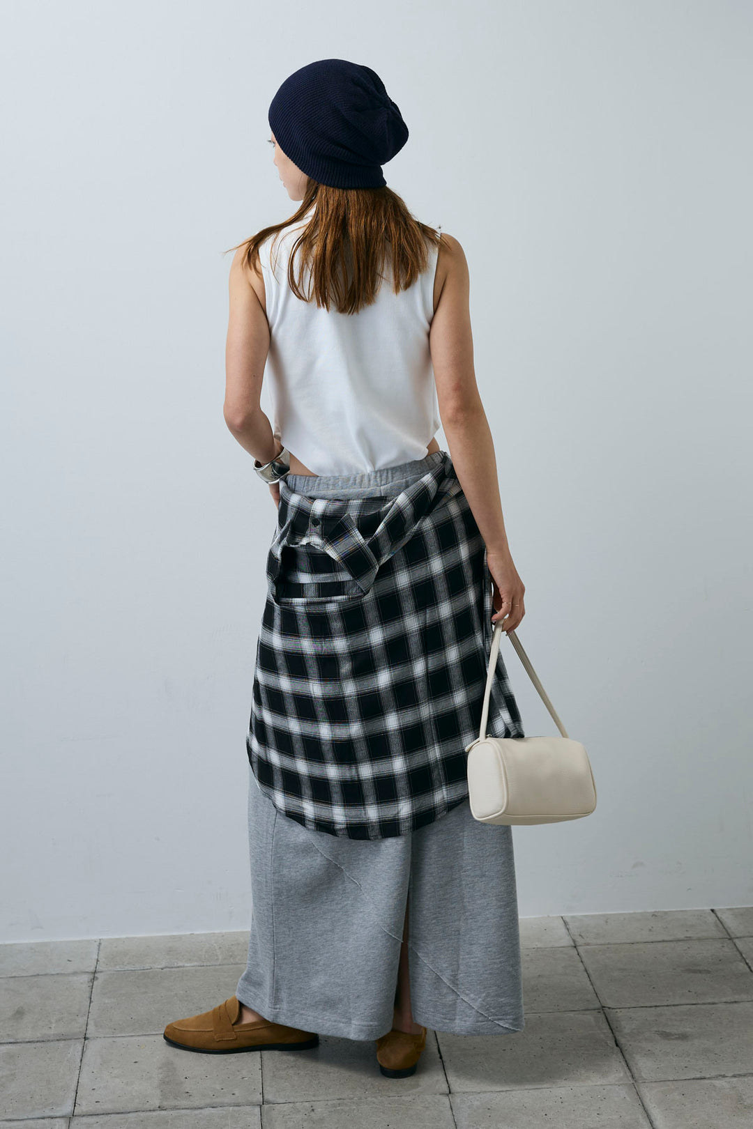 [予約/SET]ポロニットノースリボディースーツ+切り替えライン裏毛スカート(2set)