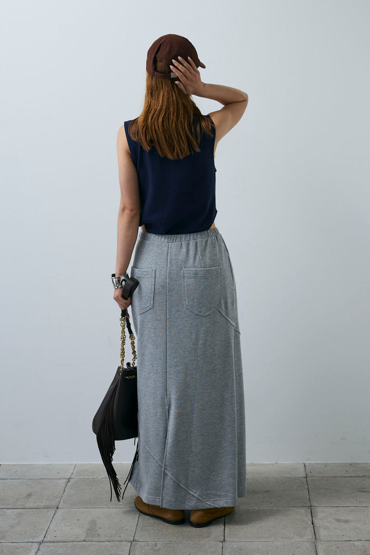 [予約/SET]ポロニットノースリボディースーツ+切り替えライン裏毛スカート(2set)